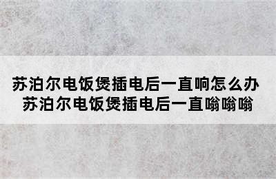 苏泊尔电饭煲插电后一直响怎么办 苏泊尔电饭煲插电后一直嗡嗡嗡